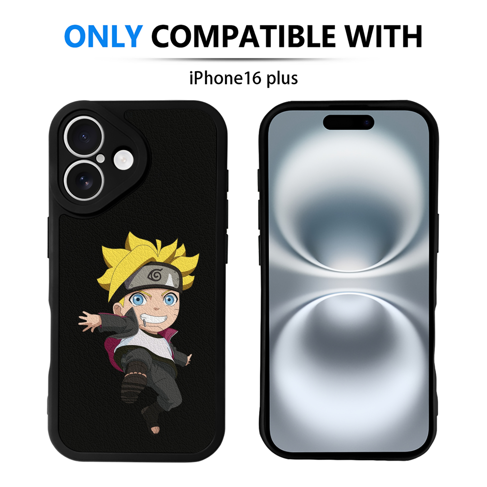 （画像用） NARUTO -ナルト- うずまき ボルト Uzumaki Boruto 【iPhone 16シリーズ対応】シリコンスマホケース（レザー調） 材質：シリコン
